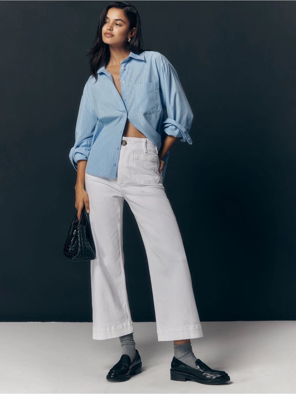 Anthropologie Maeve Colette White Wide-Leg High-Rise Jeans Size 27 Petite